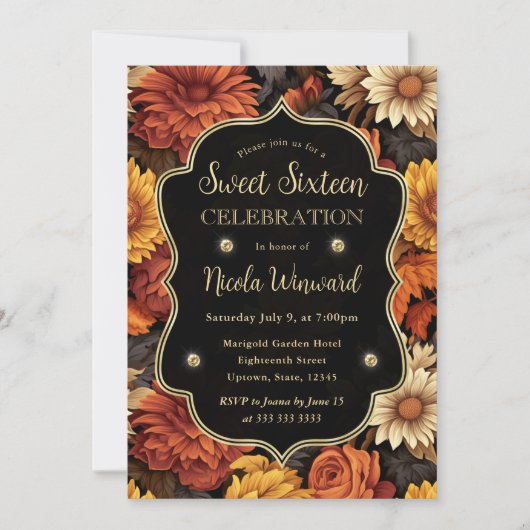 水彩オレンジブラウン紅葉スイーツ16 招待状 (正面)