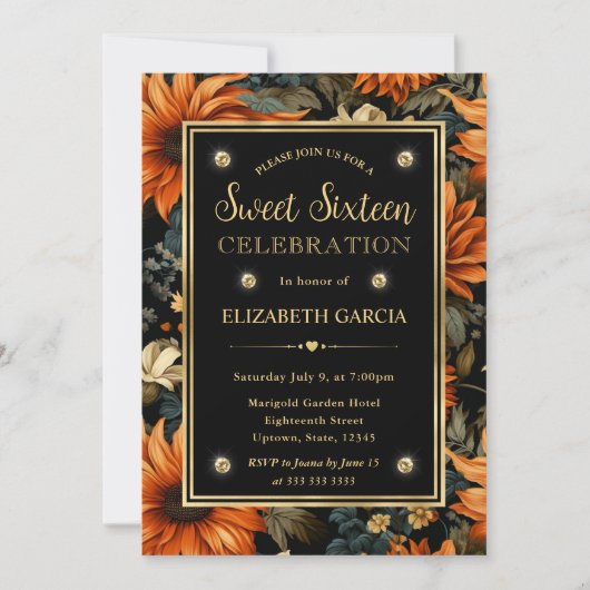 水彩オレンジブラウン紅葉スイーツ16 招待状 (正面)