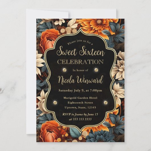 水彩オレンジブラウン紅葉スイーツ16 招待状 (正面)