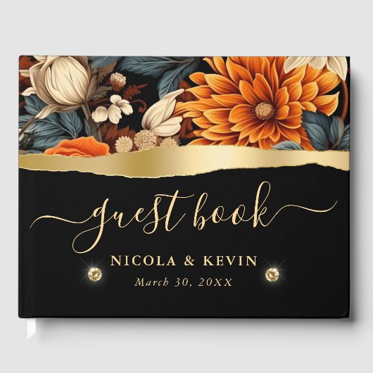 水彩オレンジブラウン紅葉結婚ズ ゲストブック (正面)
