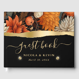 水彩オレンジブラウン紅葉結婚ズ ゲストブック