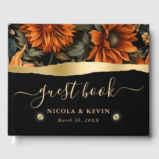 水彩オレンジブラウン紅葉結婚ズ ゲストブック (正面)
