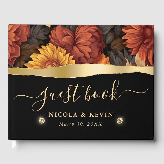 水彩オレンジブラウン紅葉結婚ズ ゲストブック (正面)