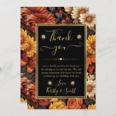 水彩オレンジブラウン紅葉結婚ズ サンキューカード (正面/裏面)