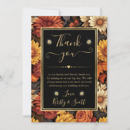 水彩オレンジブラウン紅葉結婚ズ サンキューカード