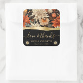 水彩オレンジブラウン紅葉結婚ズ スクエアシール (バッグ)