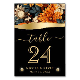 水彩オレンジブラウン紅葉結婚ズ テーブルナンバー