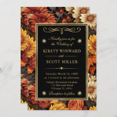 水彩オレンジブラウン紅葉結婚ズ 招待状 (正面/裏面)