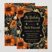 水彩オレンジブラウン紅葉21歳 招待状 (正面/裏面)