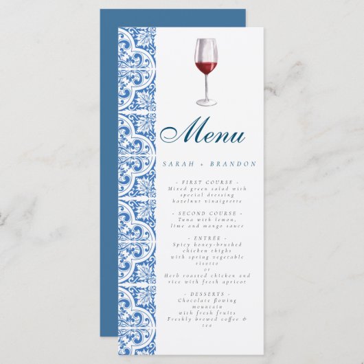 水彩オレンジブルータイルワ地中海のイン メニュー (正面/裏面)