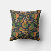 水彩オレンジブルーフルーツパターン クッション (裏面)