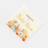 水彩オレンジポピー開花ブライダルシャワー スタンダードランチョンナプキン (角)