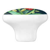 水彩オレンジリリーイラストレーションダークブルー セラミックノブ (側面)