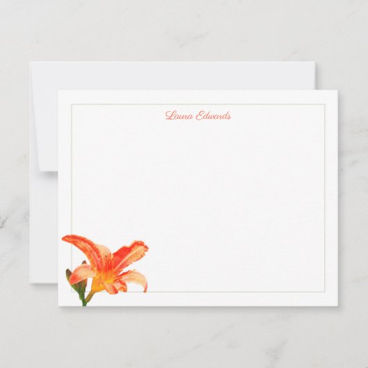 水彩オレンジリリーグ縁どリーン ノートカード (正面)