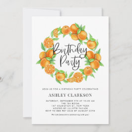 水彩オレンジリースサマーバースデーパーティー 招待状