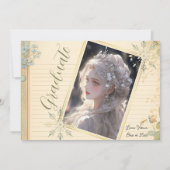 水彩オレンジヴィンテージ紙写真卒業 招待状 (裏面)