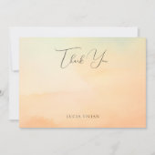 水彩オレンジ夕焼け クラウド9 ウェディング サンキューカード (正面)