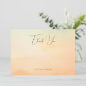 水彩オレンジ夕焼け クラウド9 ウェディング サンキューカード (スタンド正面)