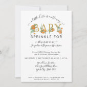 水彩オレンジ小さなかわいこちゃん赤ちゃんシャワー 招待状 (正面)