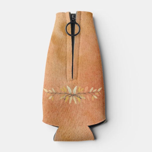 水彩オレンジ感謝祭の秋の色離れの ボトルクーラー (裏面)