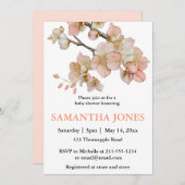 水彩オレンジ春の花 招待状 (正面/裏面)