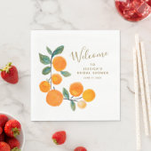 水彩オレンジ果実素朴ブライダルシャワー スタンダードランチョンナプキン (インサイチュ)