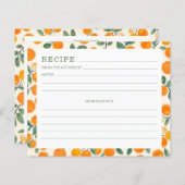 水彩オレンジ柑橘類フルーツパターンレシピカード (正面/裏面)