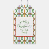 水彩オレンジ格子弓クリスマスモノグラム ギフトタグ (裏面)