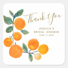 水彩オレンジ素朴サンキューブライダルシャワー スクエアシール