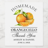 水彩オレンジ結婚オランジェロ ワインラベル (シングルラベル)