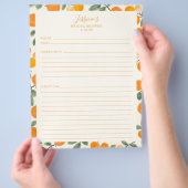 水彩オレンジ縁どブライダルシャワーレシピ チラシ (手)