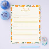 水彩オレンジ縁どブライダルシャワーレシピ チラシ (シングル)