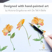 水彩オレンジ色のポピー個人名入り便箋 ノートカード