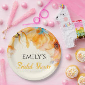 水彩オレンジ色のポピー咲く ブライダルシャワー ペーパープレート (パーティー)