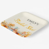 水彩オレンジ色のポピー咲く ブライダルシャワー ペーパープレート (傾斜あり)