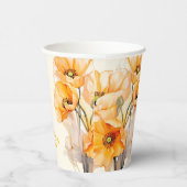 水彩オレンジ色のポピー咲く ブライダルシャワー 紙コップ (右)