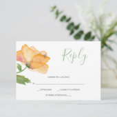 水彩オレンジ色のポピー花の返信 出欠カード (スタンド正面)