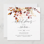 水彩オレンジ色のユーカリの花のブライダルシャワー 招待状 (正面)