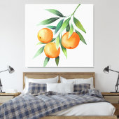水彩オレンジ色の果実：枝分かれし。 キャンバスプリント (インサイチュ (寝室))