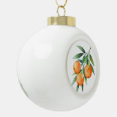水彩オレンジ色の果実:枝分かれし。 セラミックボールオーナメント (左)