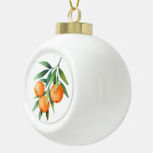 水彩オレンジ色の果実:枝分かれし。 セラミックボールオーナメント (右)