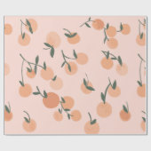 水彩オレンジ色の果物の継ぎ目のない模様 ラッピングペーパー (フラット)