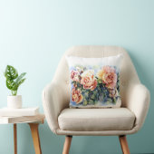 水彩オレンジ色の花バライラストレーション花 クッション (椅子)