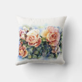 水彩オレンジ色の花バライラストレーション花 クッション (裏面)