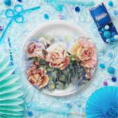 水彩オレンジ色の花バライラストレーション花 ペーパープレート (パーティー)