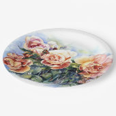 水彩オレンジ色の花バライラストレーション花 ペーパープレート (アングル)