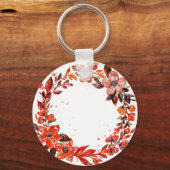 水彩オレンジ色の花 キーホルダー (正面)