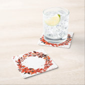 水彩オレンジ色の花 スクエアペーパーコースター (インサイチュ)