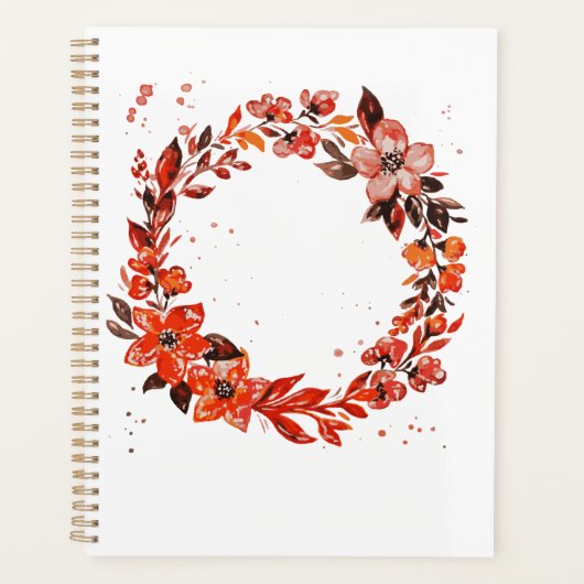 水彩オレンジ色の花 プランナー手帳 (正面)