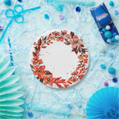 水彩オレンジ色の花 ペーパープレート (パーティー)